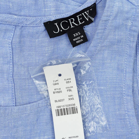 New JCREW Size XXS Maxine Button-Back Dress in Linen French Blue $128 BY820 - Picture 5 of 5
